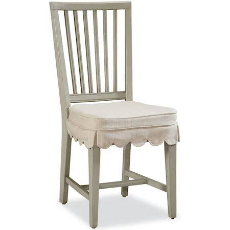 Slat Back Kitchen Chair with Seat Cushion